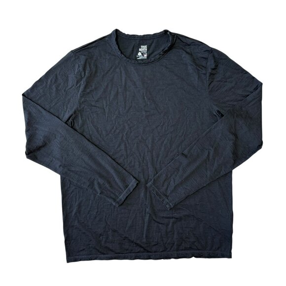 True North Baselayer Shirt Mens Large Outdoor Merino Wool Top Long Sleeve Black - Picture 1 of 4